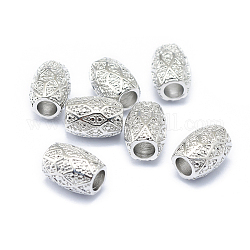Porte perles européennes en laiton de placage, Perles avec un grand trou   , Plaqué longue durée, baril, platine, 11.5x8mm, Trou: 4mm