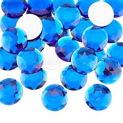 Fingerinspire 30 Stück, 40 mm, runde Acryl-Strasse mit flacher Rückseite, zum Aufkleben auf Kunststoff-Edelsteine, blau, extra große, selbstklebende Juwelen, Verzierungen, Kristallkreis-Edelsteine für Cosplay-Kostüme, Scrapbooking, Basteln