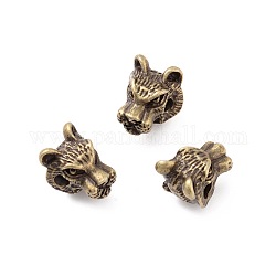 Perles en alliage de style tibétain, tête de tigre, bronze antique, 11.5x10x9mm, Trou: 2mm
