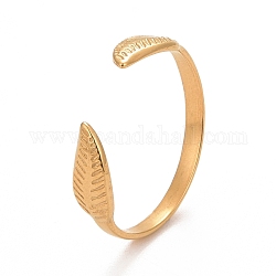 Chapado en iones (ip) 304 anillo de puño abierto de hoja de acero inoxidable para mujer, dorado, nosotros tamaño 9 (18.9 mm)