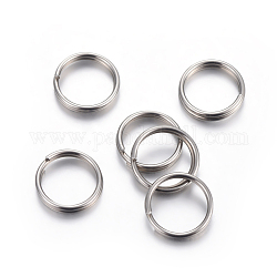 304 anelli portachiavi in ​​acciaio inox, anelli di salto a doppio anello, colore acciaio inossidabile, 7x1.3mm, diametro interno: 5.5mm, singolo filo: 0.65mm
