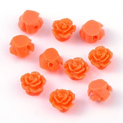 Бусины из cмолы, цветок, оранжево-красный, 6x4 мм, отверстие : 1 мм