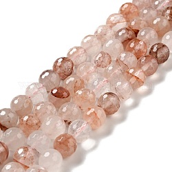 Quartz hématoïde naturel / brins de perles de quartz ferrugineux, facetté (128 facettes), ronde, 10mm, Trou: 1mm, Environ 36~38 pcs/chapelet, 14.17~14.96 pouce (36~38 cm)