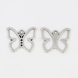 Tibetan Style Alloy Pendants, Cadmium Free & Nickel Free & Lead Free, Butterfly, Antique Silver, 16x19x1.8mm, Hole: 1mm