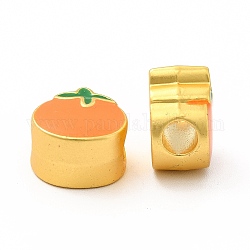 Cuentas de esmalte de aleación de chapado en rack, color dorado mate, tomate, naranja oscuro, 12x10.5x7mm, agujero: 3.6 mm