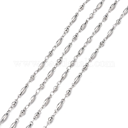 304 Stainless Steel Link Chains, Soldered, Decorative Ball Bead Chain, with Oval Connector, Stainless Steel Color, 2.5mm