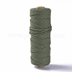 Hilos de hilo de algodón, cordón de macramé, Hilos decorativos, para la artesanía diy, Envoltura de regalos y fabricación de joyas, verde oliva oscuro, 3mm, alrededor de 54.68 yarda (50 m) / rollo