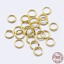 925 runde Ringe aus Sterlingsilber, verlötete Biegeringe, geschlossene Ringe springen, golden, 26 Gauge, 3x0.4 mm, Innendurchmesser: 1.5 mm
