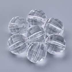 Прозрачные акриловые бусины, граненые, круглые, прозрачные, 16x15.5 мм, отверстие : 2.7 мм