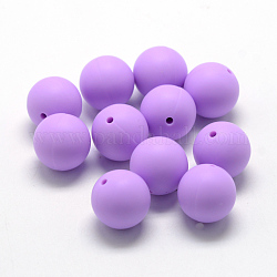 Food Grade Eco-Friendly Silicone Beads, Round, Medium Purple, 12mm, Hole: 2mm