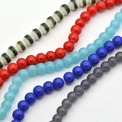 Mixed Round Painted Glass Beads Strands, Mixed Color, 6mm, Hole: 1mm, about 144pcs/strand, 36 inch