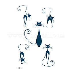 Autocollants en papier de tatouages temporaires imperméables amovibles à thème anmial, motif de chat, 10.5x6 cm