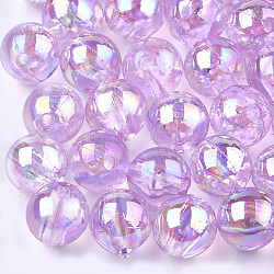 Perle di plastica trasparente, ab colore placcato, tondo, prugna, 8mm, foro: 1.8mm, 2000pcs/500g