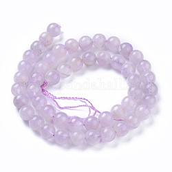Chapelets de perles en améthyste naturelle, ronde, 8mm, Trou: 1.2mm, Environ 47~50 pcs/chapelet, 15.35 pouce (39 cm)