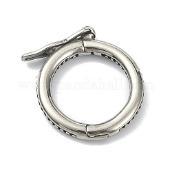 Stile tibetano 316 chiusure twister in acciaio inossidabile chirurgico, anello, argento antico, 22x2.8mm
