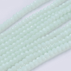 Opaque Solid Color Glass Bead Strands, Imitation Jade, Faceted, Rondelle, Honeydew, 3x2mm, Hole: 0.8mm, about 185~190pcs/strand, 14.9~17.3 inch(38~44cm)