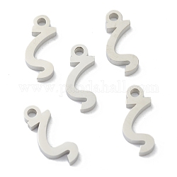 304 Stainless Steel Charms, Greek Alphabet, Stainless Steel Color, Letter.Z, 12.5x5x1.5mm, Hole: 1.5mm