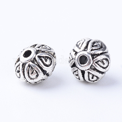 Perline in lega stile tibetano, rondelle,  cadmio& piombo libero, argento antico, 7x5mm, Foro: 1 mm