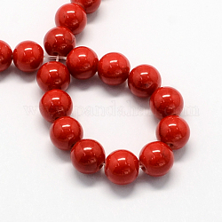 Jade mashan hebras naturales de piedras preciosas perlas teñidas, redondo, rojo, 4mm, agujero: 0.5 mm, aproximamente 95 pcs / cadena, 15.7 pulgada