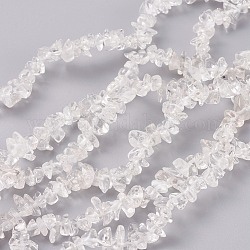 Chapelets de perles en cristal de quartz naturel, perles de cristal de roche, puce, 4~10x3~6mm, Trou: 0.2mm, 34.6 pouce (88 cm)
