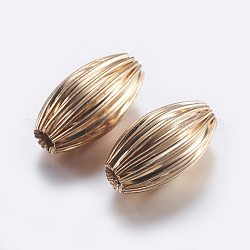 Ottone perline ondulato, placcato, riso, oro chiaro, 12x6.5mm, Foro: 1.5 mm