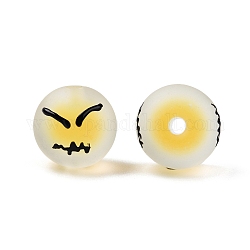 Mattierte Acryl-Emaille-Perlen, Perle in Perlen, Runde, golden, 15~16x15~16 mm, Bohrung: 3 mm