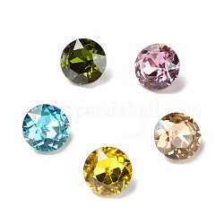 Glass Rhinestone Cabochons, Pointed Back & Back Plated, Flat Round, Mixed Color, 8x4.5mm