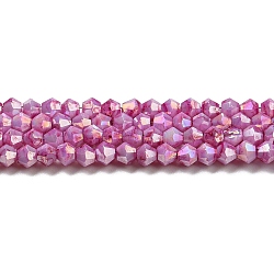 Fili di perle di vetro verniciate opache da forno, ab colore, sfaccettato, bicono, orchidea, 3x2.5~2.8mm, Foro: 0.7 mm, circa 157~160pcs/filo, 16.38~16.54 pollice (41.6~42 cm)