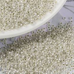 Perles rocailles miyuki rondes, Perles de rocaille japonais, 15/0, (rr1901) cristal argenté semi-dépoli, 1.5mm, Trou: 0.7mm, environ 250000 pcs / livre
