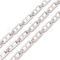 304 Stainless Steel Link Chain, Unwelded, with Spool, Stainless Steel Color, 15x5.5x2mm