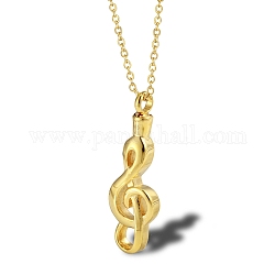Musical Note Locket Pet Memorial Necklace, Titanium Steel Urn Ashes Pendant Necklace for Men Women, Golden, 19.69 inch(50cm)