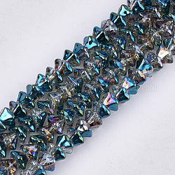 Chapelets de perles en verre électroplaqué, pétunia, colorées, 6x8x8mm, Trou: 0.9mm, Environ 120 pcs/chapelet, 23.6 pouce