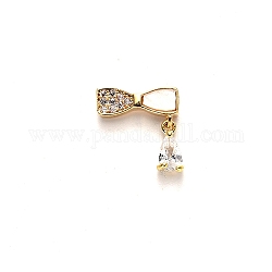 Brass Micro Pave Clear Cubic Zirconia Cabochons, Nail Art Decorations Accessories, with Cellulose Acetate(Resin), Bowknot and Teardrop, Golden, 11.5mm, Bowknot: 11x5x2mm