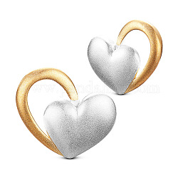 Серьги-гвоздики shegrace adorable 925 из стерлингового серебра в форме сердца, с настоящим 18-каратным золотым наполовину сердцем, разноцветные, 11x13 мм