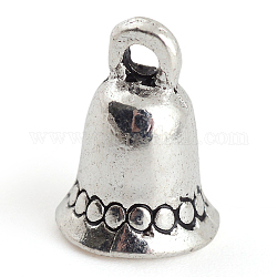 Colgantes de la aleación de estilo tibetano, campana, Sin cadmio y níque y plomo, plata antigua, 11x7mm, agujero: 1.5 mm