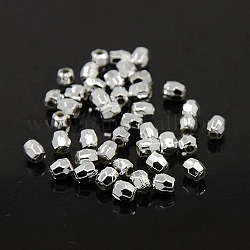 Placage acrylique en plastique perles rondes à facettes, Plaqué Argent, 4mm, Trou: 1mm, environ 10000 pcs / livre