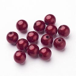 Spray Painted Acrylic Beads, Miracle Beads, Bead in Bead, Round, Red, 8mm, Hole: 1.8mm, about 1800pcs/500g