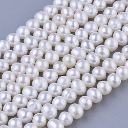 Brins de perles de culture d'eau douce naturelles de pomme de terre, blanc crème, 4~5mm, Trou: 0.5mm, Environ 75~107 pcs/chapelet, 13.3 pouce ~ 15 pouces