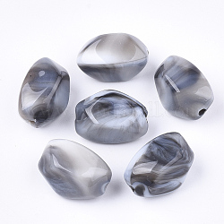 Abalorios de acrílico, estilo de imitación de piedras preciosas, pepitas, gris claro, 19.5x14.5x14mm, agujero: 2 mm, aproximamente 245 unidades / 500 g