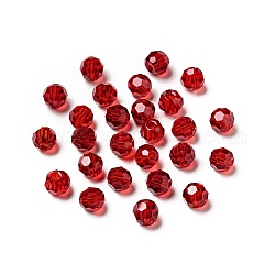 Perles d'imitation cristal autrichien, grade AAA, facetté (32 facettes), ronde, rouge foncé, 6mm, Trou: 0.7~0.9mm