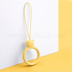 Bague avec des formes d'ours bagues en silicone pour téléphone portable, cordons courts suspendus à anneau de doigt, or, 9.5~10 cm, anneau: 40x30x9 mm
