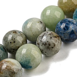 Azzurrite blu naturale in fili di perle di calcite, Perle rotonde di pietre preziose fluorescenti reattive ai raggi UV, 10mm, Foro: 0.9 mm, circa 39pcs/filo, 15.43'' (39.2 cm)