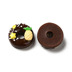 Cabochons décodés alimentaires imitation résine opaque, donut, brun coco, 19~20x8~10.5mm