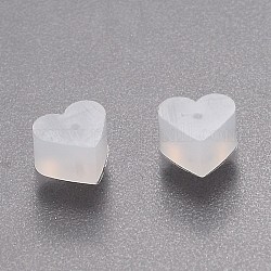 Auricolari in silicone, schienali orecchino, cuore, bianco, 5.2x5.7x3.5mm, Foro: 0.5 mm