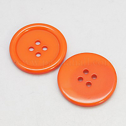 Bottoni di resina, tinto, rotondo e piatto, arancione scuro, 34x4mm, Foro: 3 mm, 98pcs/scatola