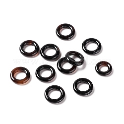 Breloques d'agate noire naturelles, charme grand trou, anneau, teints et chauffée, 12x2.5mm, Trou: 7mm