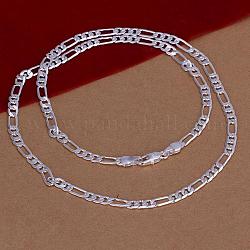 Популярный серебряный латунь Figaro ожерелья цепи для мужчин, с карабин-лобстерами , 16 дюйм, 4 мм