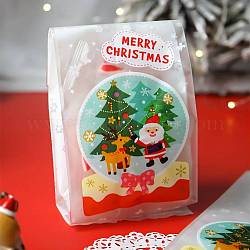 クリスマステーマ長方形紙キャンディーバッグ  ハンドルなし  ギフト＆食品用ラップバッグ用  クリスマスツリー模様  24.8x10x0.02cm  50個/袋
