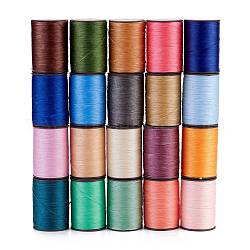 Ficelle de fil de polyester ciré plat, cordon micro macramé, pour la couture de cuir, couleur mixte, 0.8~0.9x0.3mm, environ 109.36 yards (100 m)/rouleau