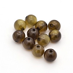 Nachahmung Katzenauge Harz runde Perlen, dark khaki, 10 mm, Bohrung: 1.5 mm, ca. 1000 Stk. / Beutel